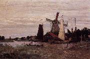 Claude Monet A Windmill at Zaandam oil painting reproduction